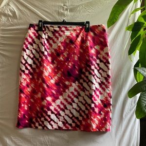 Worthington Red Patterned Pencil Skirt